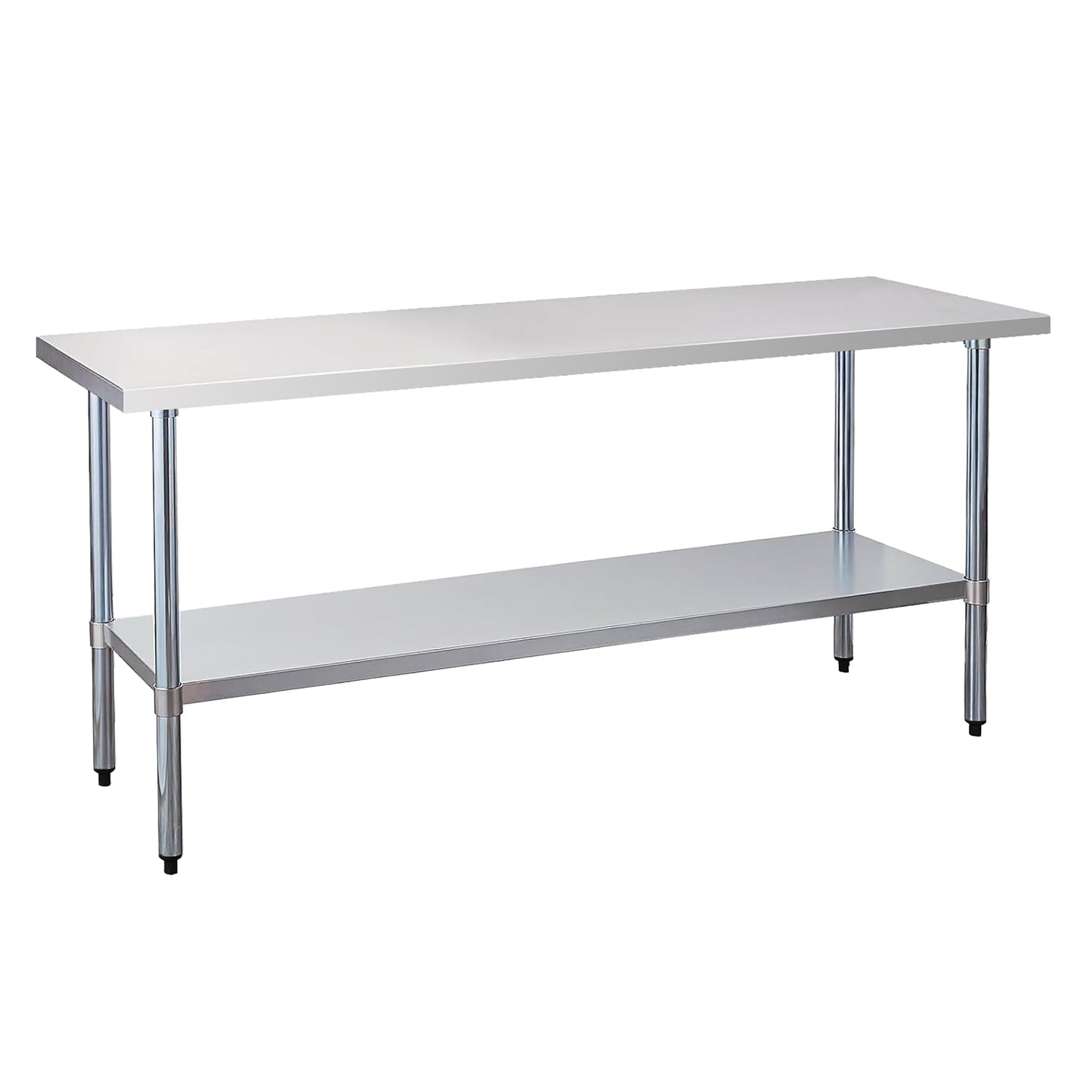 Okeyolive Stainless Steel Work Table 24 x 72 Inch, NSF Commercial Prep Table with Undershelf, Heavy Duty Food Prep Workstation