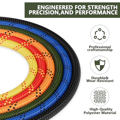 X XBEN Braided Polyester Arborist Rope 1/2 inch X 100ft, 48 Strands, 12 Inner core,5174 LBS Breaking Strength Outdoor Rope...