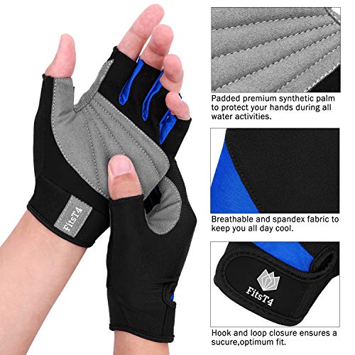 FitsT4 Sports Half Finger Padded Palm Gloves for Diving, Sailing, Jet Skiing, Stand-UP Boarding, Kayaking and Water Skiin...