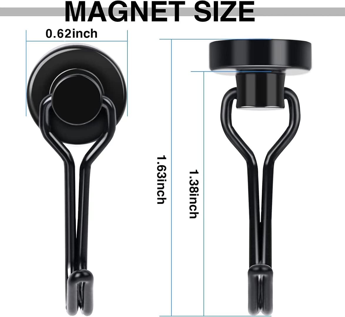 E BAVITE Magnetic Hooks, 30lbs+ Magnet Hook 2026 Cruise Cabin Ship Essentials Heavy Duty Strong Magnets Refrigerator Fridge Hanging for Classroom Beach Vacation Kitchen Grills Home 6pcs (Black)