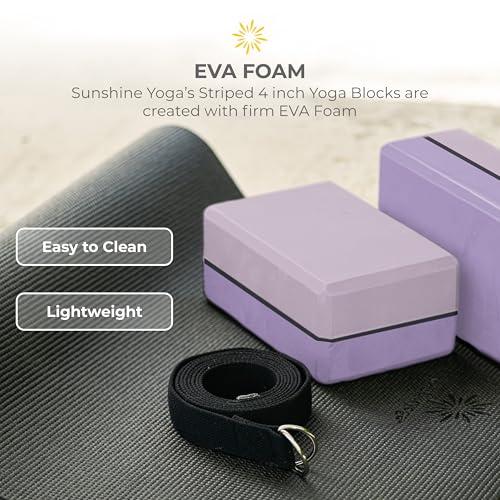 Sunshine Yoga 4" Striped Yoga Block, 10 Pack Bulk EVA Foam Yoga Blocks, Firm and Supportive Yoga Brick, Balance Foam for S...