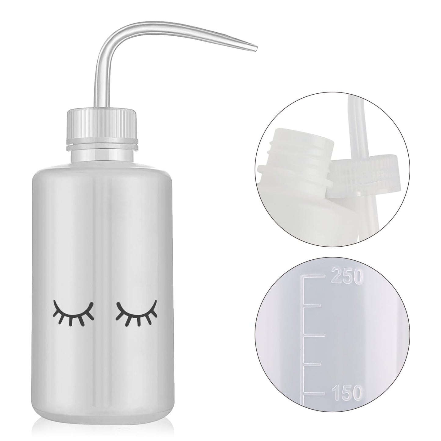 Mekupeu 3 PCS Lash Shampoo Brush Sets with 1pcs 250 ML Plastic Satety Lash Tatoo Wash Bottles 2PCS Nose Blackhead Facial Cleanin