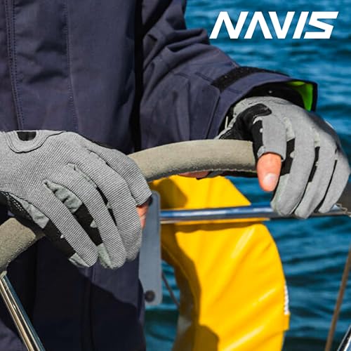 NAVIS MARINE Sailing Gloves for Men Women Rowing Boating Fishing Kayaking All Water Sports Perfect UV Protection Short Finger