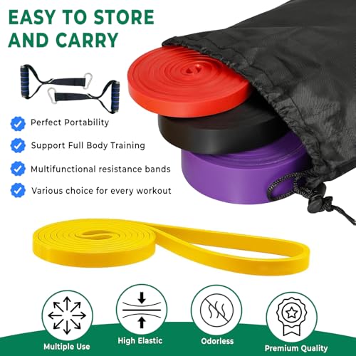 Resistance Bands Set – 5 Level Pull Up Exercise Bands with Handles, Door Anchor & Carry Bag | Workout Bands for Strength T...