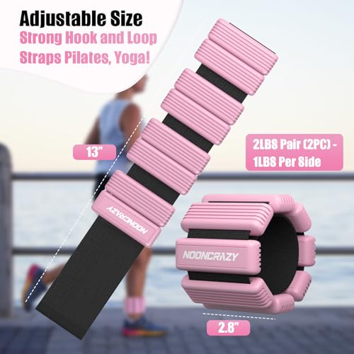 Pilates Wrist Ankle Weights for Women, Wearable Strong Arm & Leg Weights Set of 2(1 lb/2.2 lbs Each), Adjustable Ankle Wei...