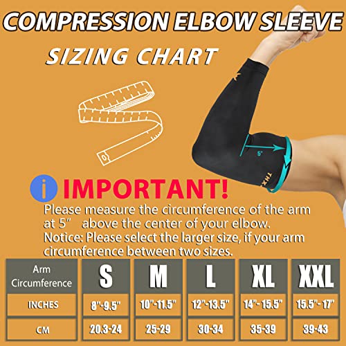 THX4COPPER Elbow Compression Sleeve(2 Pieces) - 1Copper Infused Support –Guaranteed Recovery Copper Elbow Brace-Idea for W...