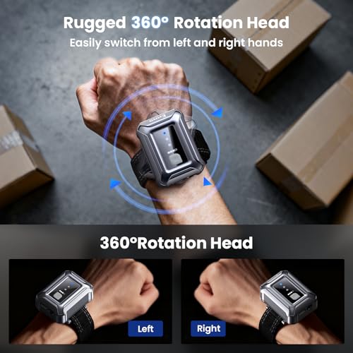 Eyoyo Wristband Wearable Barcode Scanner: Hands-Free Fast 1D 2D Code Scanning, Portable Mini Bluetooth Wireless USB QR Cod...