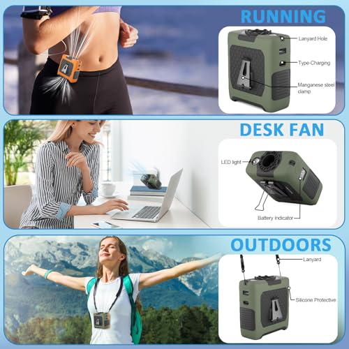 Portable Fan Wearable Personal Fan with 5 Speed Max 55 Working Hours Low Noise Portable Neck Fans Cooling Waist Fans for C...