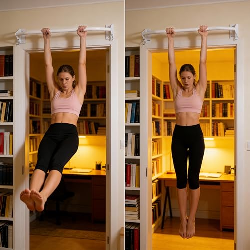 Purife Wall Mounted Pull Up Bar Doorway, Heavy Duty Strength Training Pull-Up & Chin Up Bars for Doorframe, Support Beam o...