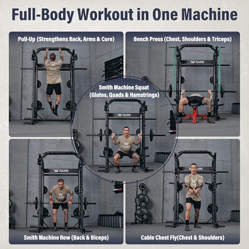 Major Fitness Drone2 Advanced Training Smith Machines– All-in-One Home Gym Squat Rack with Aluminum Pulley Set , Weight Ba...