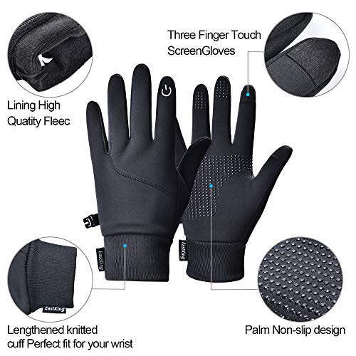 EastKing Lightweight Winter Gloves for Men Women, Warm Water Resistant Touch Screen Gloves for Walking,Riding,Cycling,Runn...