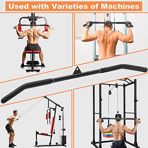 SERTT 39.37 Inch LAT Pulldown Bar Attachment for Pulley Cable Machine, Curl Tricep Press Down Bar with Rubber Handle, LAT ...