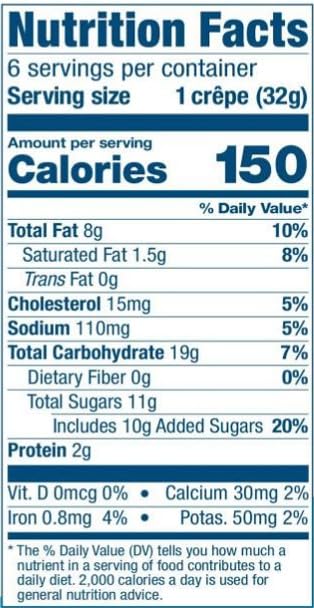 bakerly Chocolate Hazelnut Filled Crepes to go! Non GMO, Free from Artificial Flavors & Colors, Pack of 9, 6-Count (54 Total Crepes)