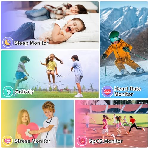 Kids Smart Watch with Fitness Tracker, Waterproof, Heart Rate/Sleep Monitor, Sport Mode, Camera, Video, Recorder, Music, D...