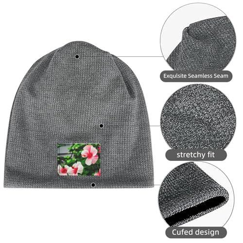 YANYU Hibiscus Flowers Print Lightweight Waffle Pullover Hat Men Women Winter Headwear Outdoor Camping Travel