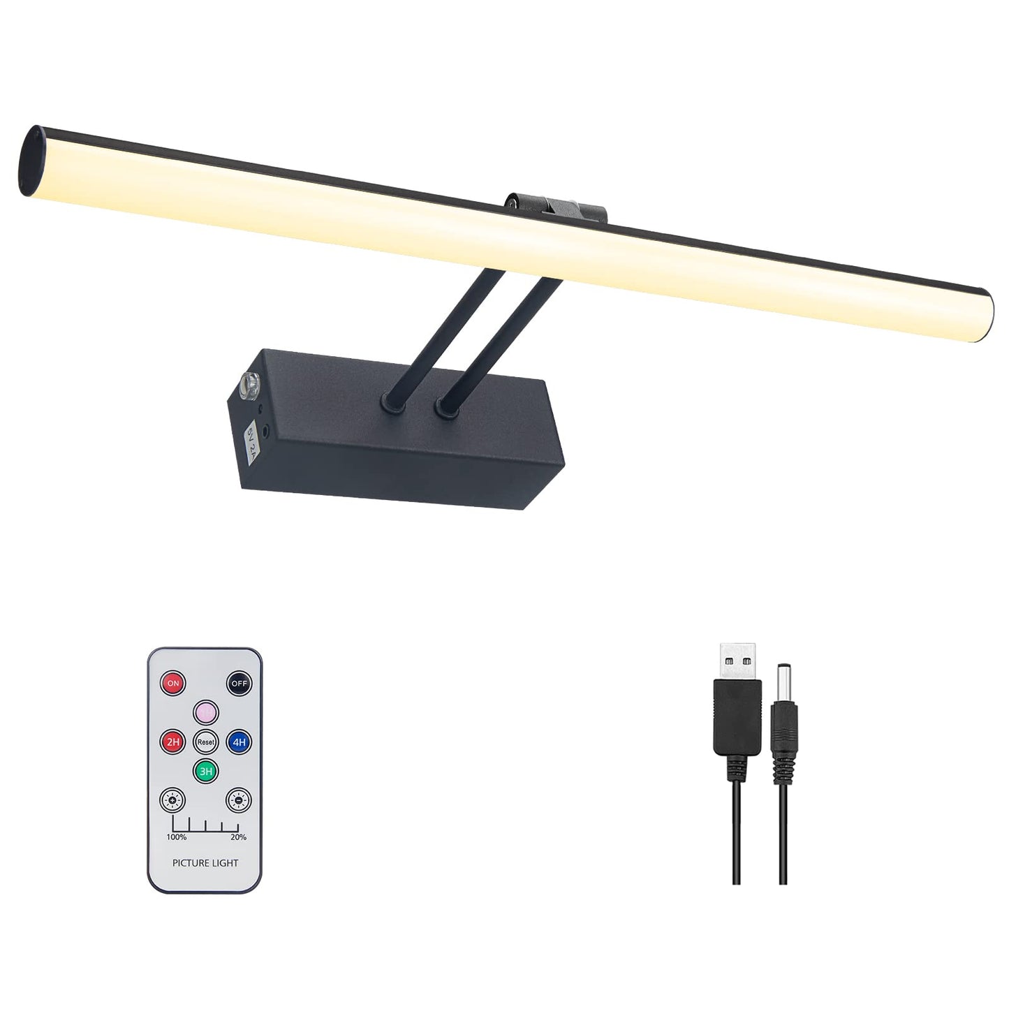 Howmzon 16 Rechargeable Metal Picture Light, Dimmable Wall Sconce In Black, Model Hw002Bk For Art And Gallery Display