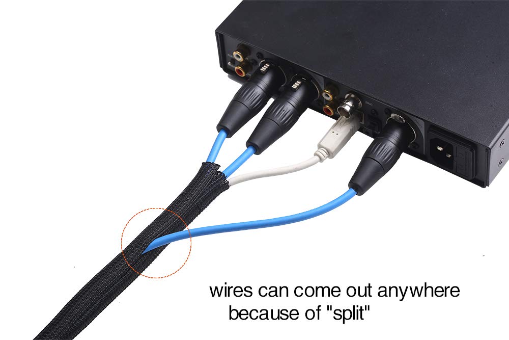 Alex Tech 20Ft - 1.5 Inch Cord Protector Wire Loom Tubing Cable Sleeve Split Sleeving For Usb Cable Power Cord Audio Video Cable