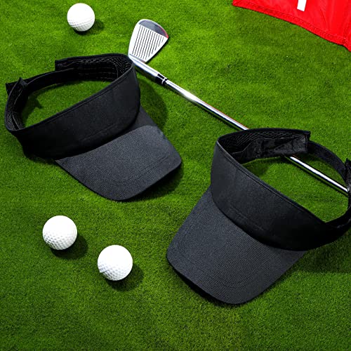 24 Pieces UV Protection Visors for Women Men Sports Outdoor Sun Visor Hat Black Visor Adjustable Beach Cap for Outdoor Ten...