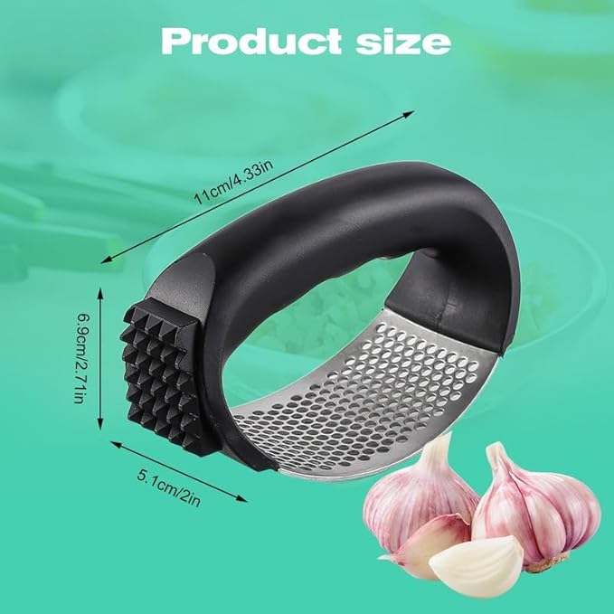 Upgraded Garlic Press Rocker, 2024 New Stainless Steel Garlic Presser, Garlic Mincer Crusher Masher with Peeler and Cleaning Brush, Garlic Chopper for Smash Garlic Kitchen Gadgets Tools (Black)