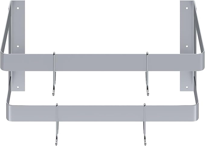 AmGood 24 in. Wall-Mounted Stainless Steel Double-Line Pot Rack. Includes 4 double pring hooks