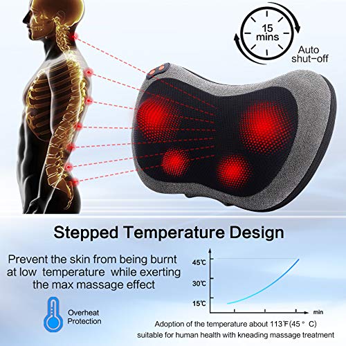 Papillon Shiatsu Back Massager with Heat, Deep Tissue Massage Pillow for Neck,Shoulder,Foot & Lower Back Pain Relief,Elect...