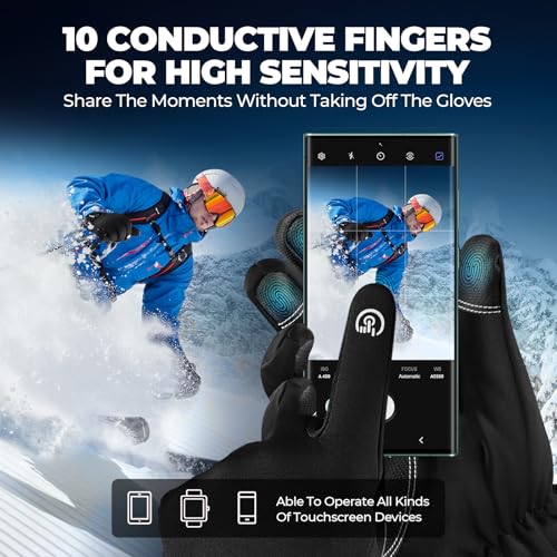 krosa 5-Layer Winter Gloves for Men & Women Made with 3M Thinsulate, -10℉ Waterproof Work Gloves for Cold Weather, Snow Sk...