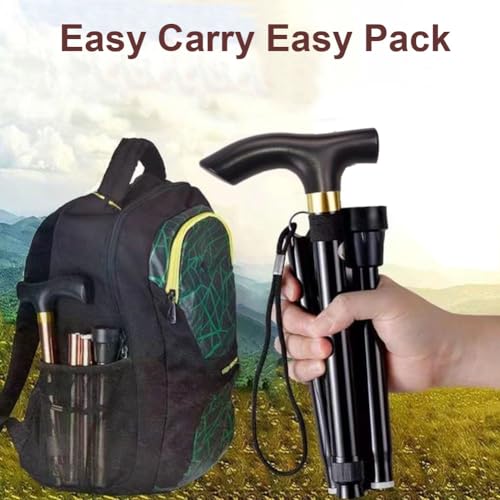 YOBOKO Aluminum Alloy Walking Sticks & Foldable Anti-Slip Hiking Stick - Length Adjustable for Elderly