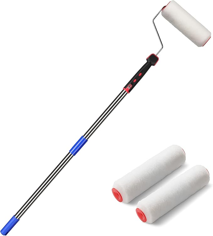FLY HAWK Paint Roller,4 FT Brush kit Multi-Function Paint Roller kit with House Paint Roller Brush Stainless Steel Pole, N...