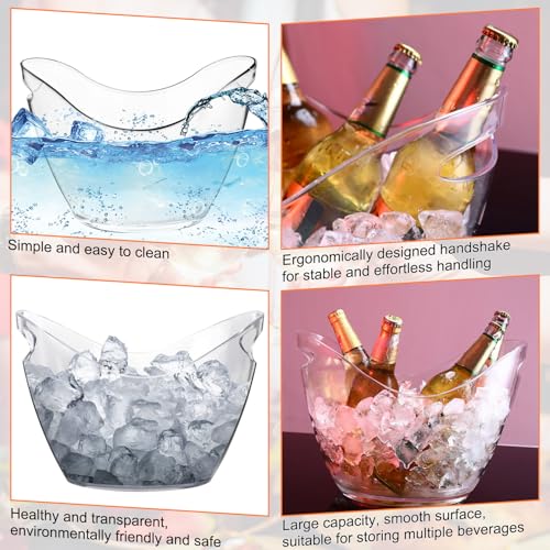 2 Pack Ice Bucket - 4L Clear Acrylic Ice Buckets for Parties, Mimosa Bar Supplies Beverage Tub for Champagne Beer Sparklin...
