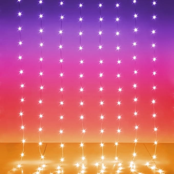 KepStars LED Curtain Lights, 6ft x 8ft 144 LED RGB Color Changing String Fairy Lights Curtain with Smart APP Control, Musi...