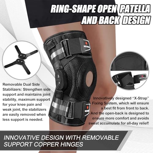 NEENCA Professional Knee Brace for Knee Pain, Hinged Knee Support with Patented X-Strap Fixing System, Strong Stability fo...