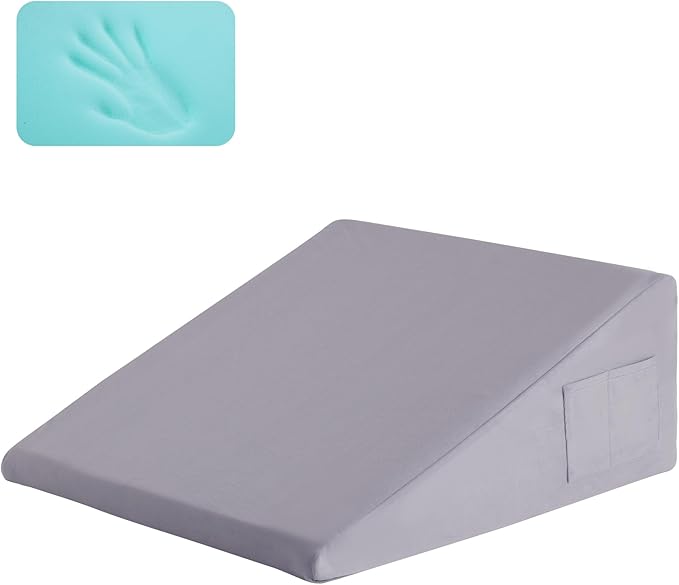 Bed Wedge Pillow for Sleeping, 12" Wedge Pillows for After Surgery, Soft Memory Foam Top, Triangle Pillow Wedge, Body Positioners for Leg Elevation, Acid Reflux, Gerd, Snoring Relief, Velvet