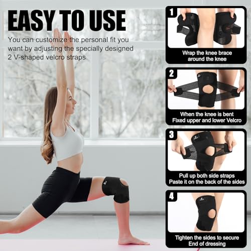 NEENCA Knee Brace for Knee Pain, Compression Knee Support with Air Mesh Fabric, Adjustable Knee Wrap with Side Stabilizer...