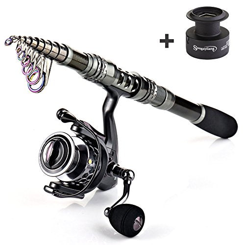 Sougayilang Fishing Rod Reel Combo with Telescopic Fishing Pole Spinning Reel Carrier Bag for Travel Saltwater Freshwater ...