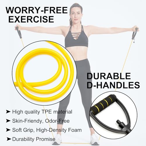 Resistance Bands with Handles, Exercise Resistance Bands, Workout Bands with Door Anchors, Adjustable Length, for Resistan...