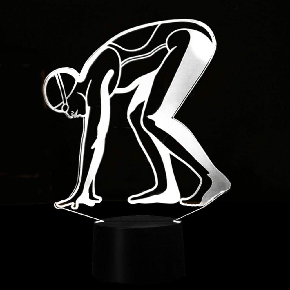 YTDZLTD 3D Sports Swimming Night Light with Remote Control, 16 Colors, Touch Switch, LED Table Lamp, Multi-Color Options