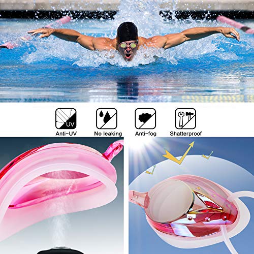 vetoky Swim Goggles, Anti Fog Swimming Goggles UV Protection Mirrored & Clear