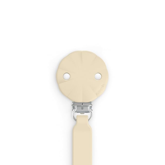 Suavinex Wonder Silicone Baby Pacifier Clip, Spain's #1 Baby Bottle and Pacifier Brand, Paci Clips for Babies, Essentials, White Cap Gray