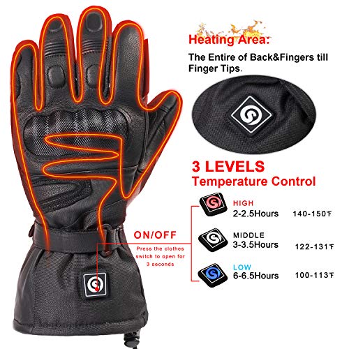 DAY WOLF Heated for Men & Women, Heating Motorcycle Gloves with 7.4V 2200MAH Rechargeable Battery Waterproof Windproof Ele...