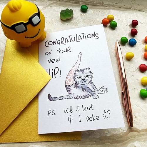 PepperZone Hip Hip Hooray Get Well Soon Card, Speedy Recovery, Funny Hip & Knee Replacement, Surgery Humor Best Wishes, Ha...