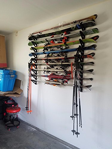 StoreYourBoard Ski Rack – Heavy-Duty Horizontal Ski Wall Mount & Snowboard Wall Mount for Garage Wall Shelving - Snowboard...
