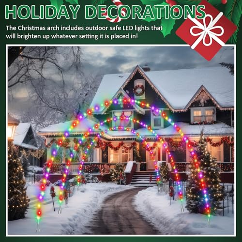 Aurelema 3 Sets 6.6 ft Light Arch for Christmas with 8 Mode LED Lights Remote Easy Assembly Reusable for Outdoor Christmas...