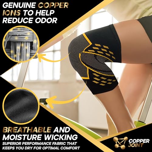 CopperJoint Knee Brace Women/Men -Copper Compression Knee Sleeves for Men, Knee Support Brace for Workout, Compression Sle...