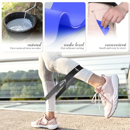 VEICK Resistance Loop Exercise Bands, Elastic Workout Bands for Men Women, Set of 5 Different Resistance Levels Stretch Ba...