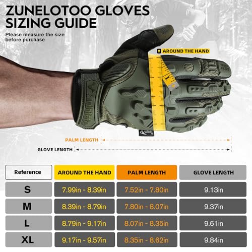 ZUNE LOTOO Touchscreen Tactical Gloves Men with Kevlar-Lined & TPR Impact Protection for Motorcycle Paintball Airsoft Rang...