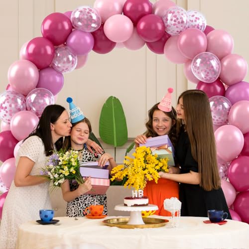 50PCS Metallic Pink Balloons Birthday Decorations, 12inch Hot Pink Latex Balloon, Supplies Perfect for Birthday Party, Fri...