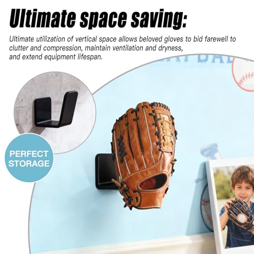 Baseball & Softball Glove Wall Mount, No-Drill Damage-Free Installation, Preserves Glove Shape, Perfect Organizer for Home...
