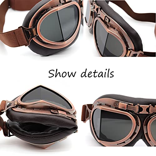 kucehiup Vintage Aviator Goggles Motorcycle Goggles