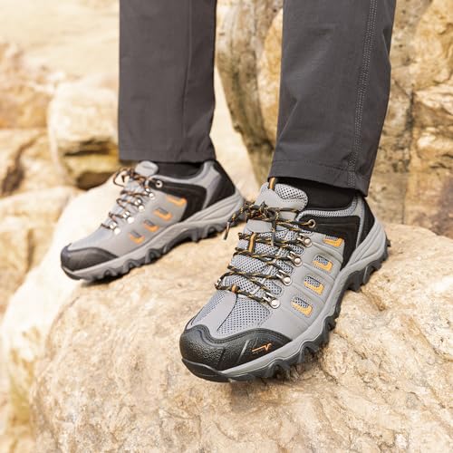 NORTIV 8 Men's Waterproof Hiking Shoes Leather Low-Top Hiking Shoes for Outdoor Trailing Trekking Camping Walking