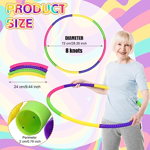 Poen 16 Pcs Detachable Hoop and Jump Rope Set Adjustable Exercise Hoop Skipping Rope Equipment for Fitness Teens Adults We...
